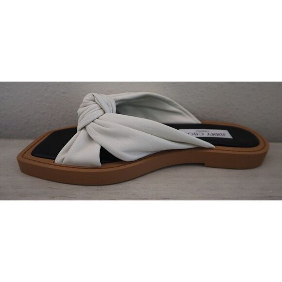 Jimmy Choo Women's Sz 36.5 US 6.5 Latte/Beige Tropica Leather Flat Sandals - Picture 5 of 10
